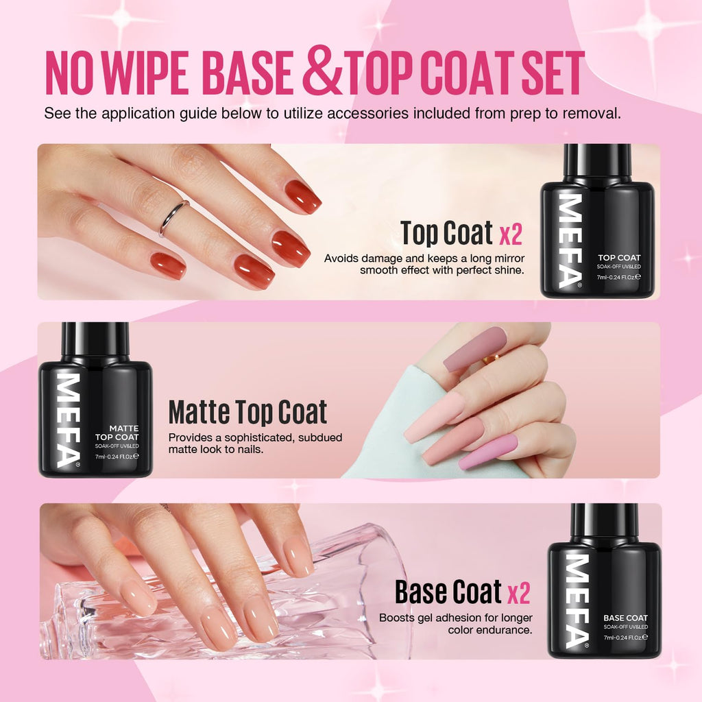 MEFA 42 Colors Gel Nail Polish Kit with UV Lamp – All Seasons Collection + Base & Top Coats