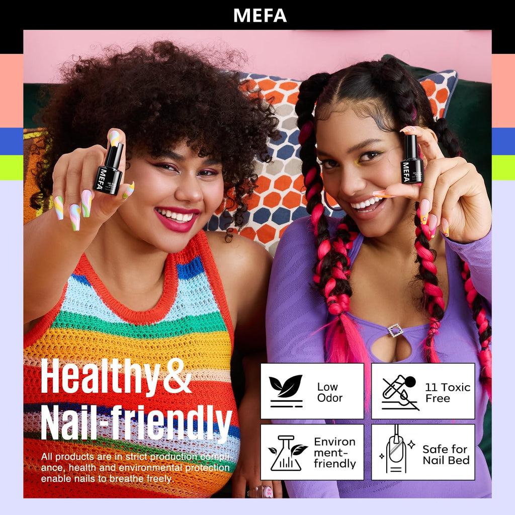 MEFA 35 Pcs Gel Nail Polish Set – 32 Colors All Seasons Collection with Matte/Glossy Base Top Coat