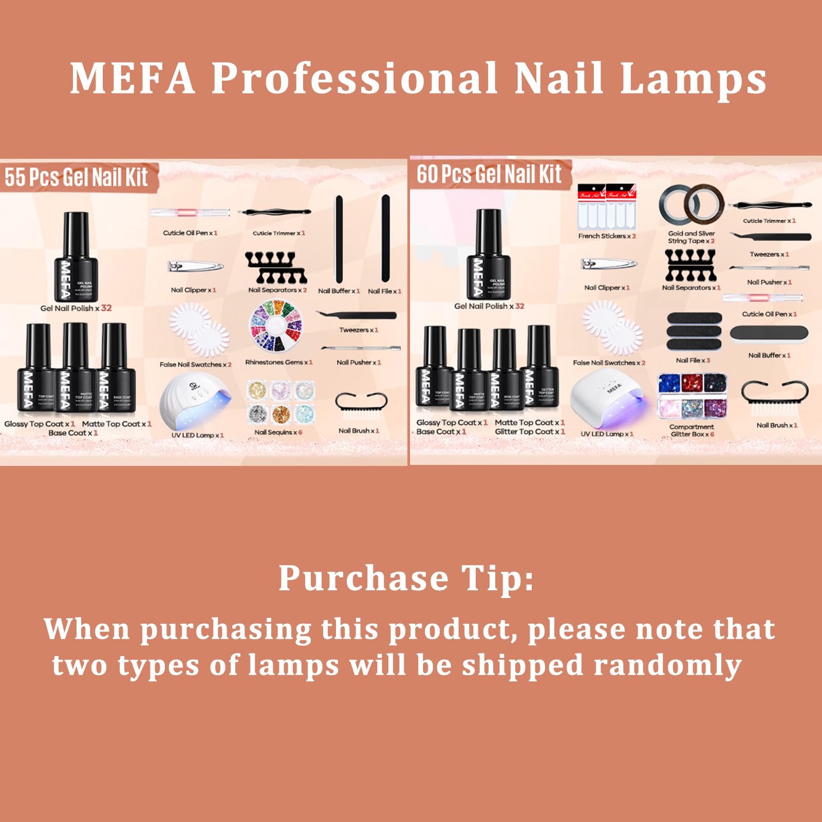MEFA Gel Nail Polish Kit with 72W LED Lamp – 32 Colors + Base & Top Coats