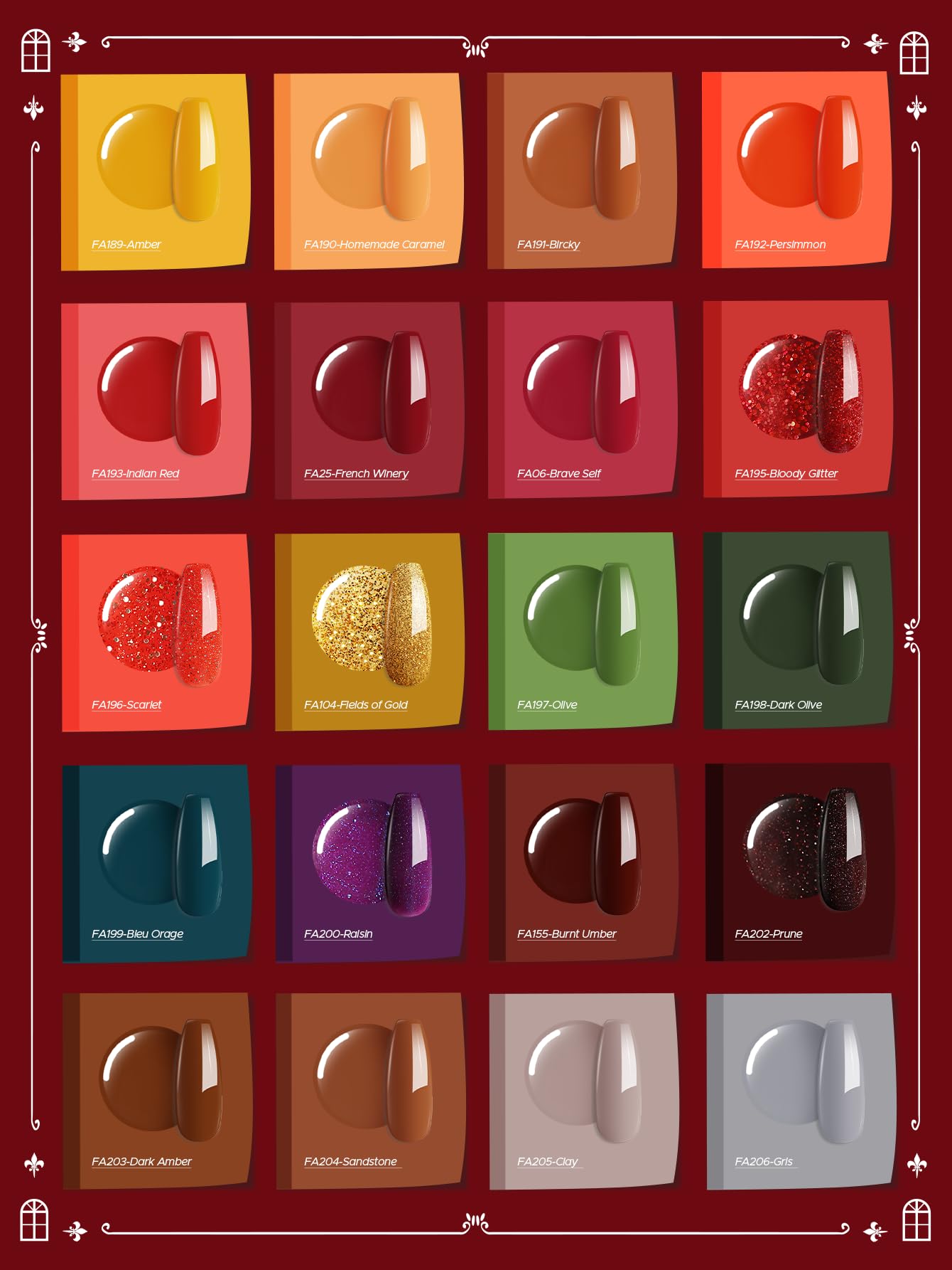 MEFA Fall Gel Nail Polish Set - 23 Pcs, 20 Colors Autumn/Halloween Kit