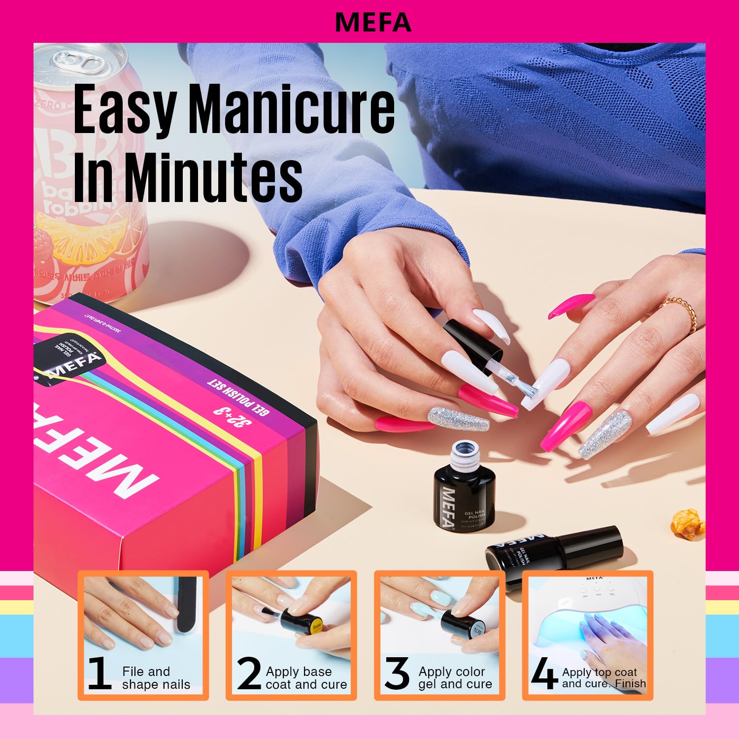 MEFA 35 Pcs Gel Nail Polish Set – 32 Shades for DIY Nail Art, Home Salon & Gifts
