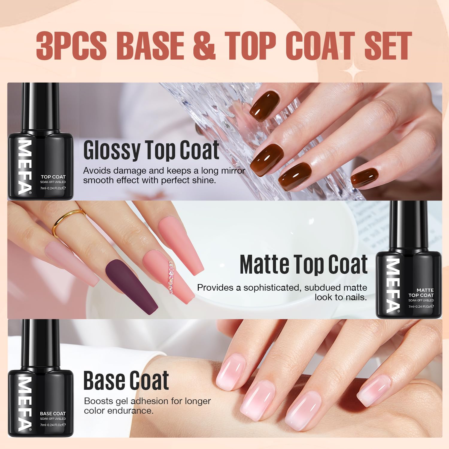 MEFA Gel Nail Polish Kit with 72W LED Lamp – 32 Colors & Top Coats