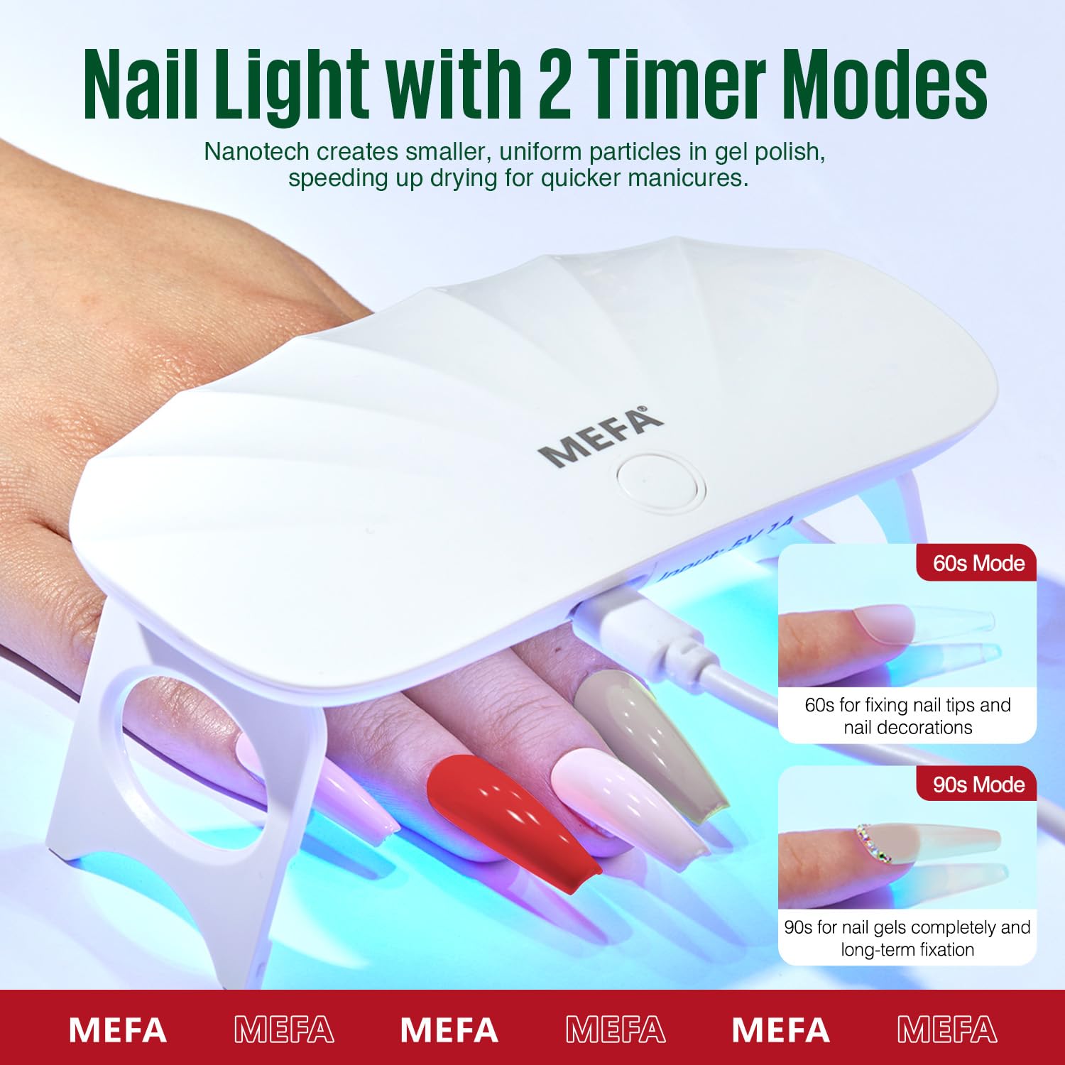MEFA 19 Pcs Gel Nail Polish Kit with UV Light – 12 Colors + Base & Top Coat