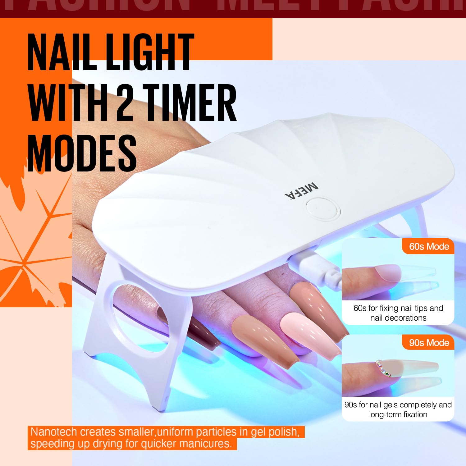 MEFA 19-Pcs Gel Nail Kit with UV Light — 12 Fall Colors