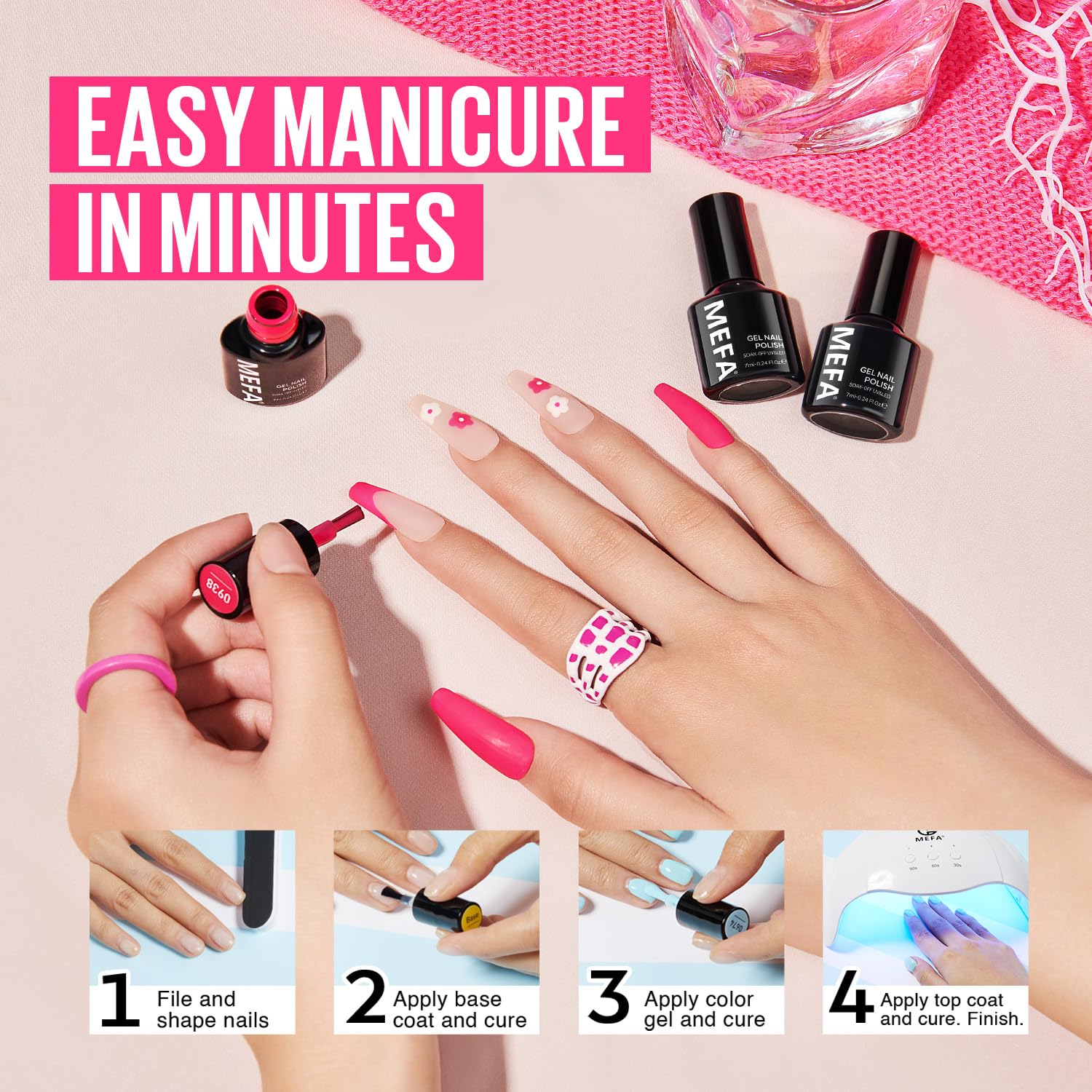 MEFA 35 Pcs Gel Nail Polish Set – 32 Neon Colors for Bold At-Home Manicures