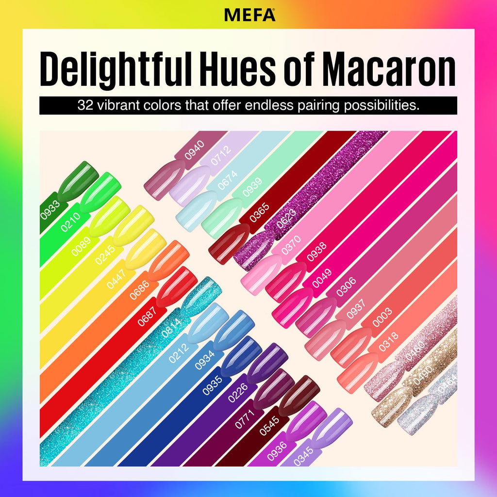MEFA 35 Pcs Gel Nail Polish Set – 32 Neon Colors for Bold At-Home Manicures