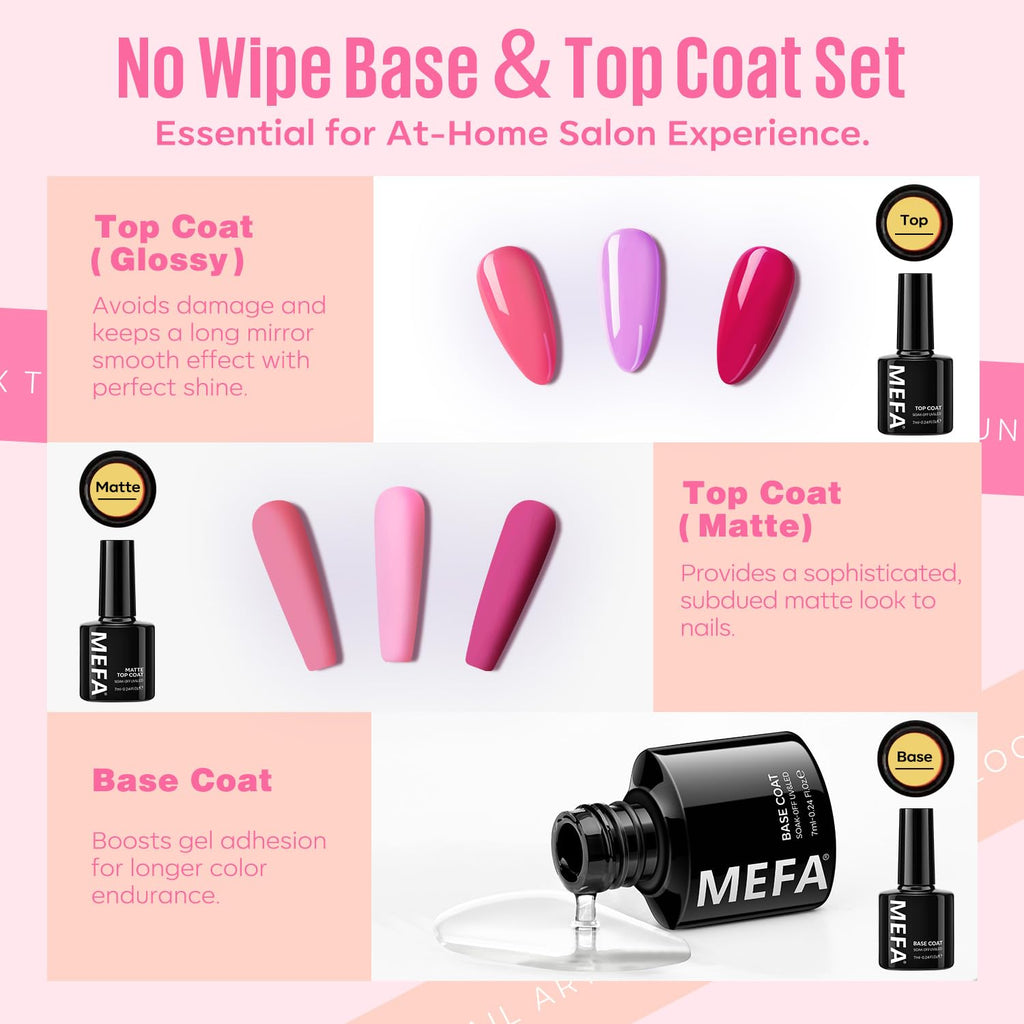 MEFA 32 Colors Gel Nail Polish Kit with UV Light – 54 Pcs Nude Pink Starter Set