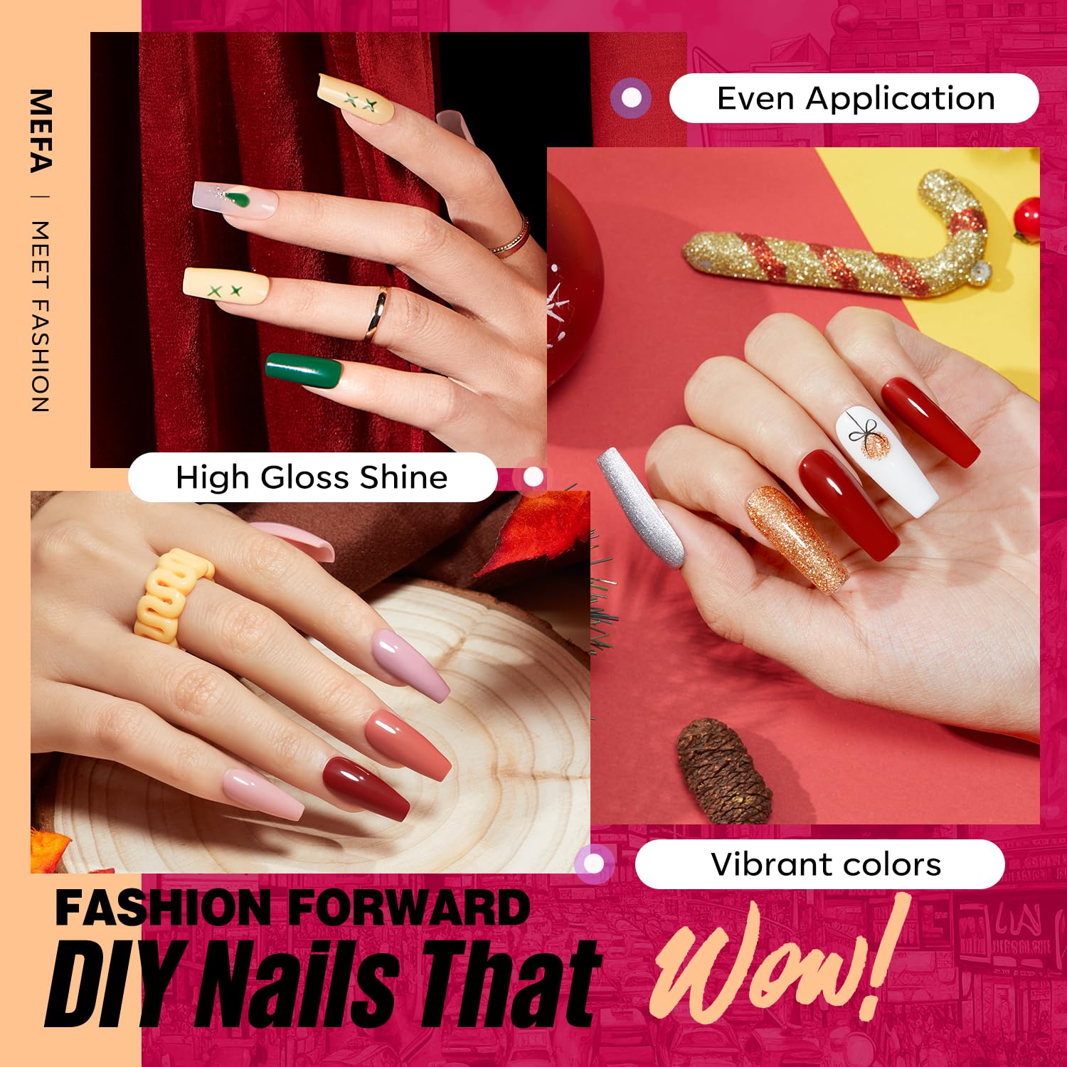 MEFA Fall Gel Nail Polish Set – 32 Colors, Long-Lasting DIY Salon Kit