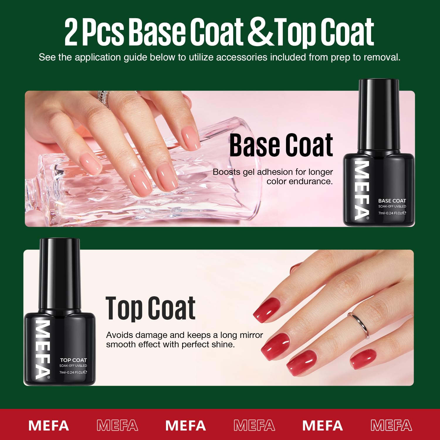 MEFA 19 Pcs Gel Nail Polish Kit with UV Light – 12 Colors + Base & Top Coat
