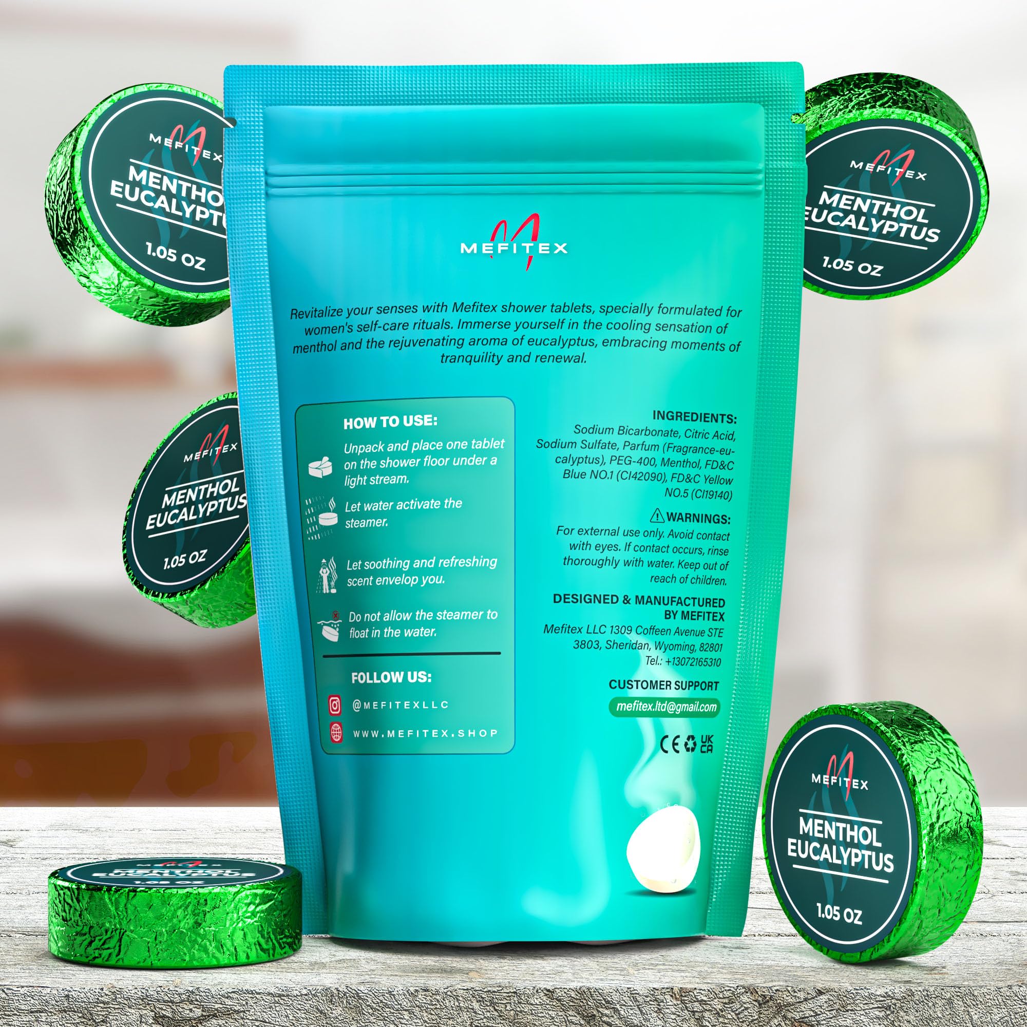 Mefitex Shower Steamers for Men – Menthol Aromatherapy, 15 Pack