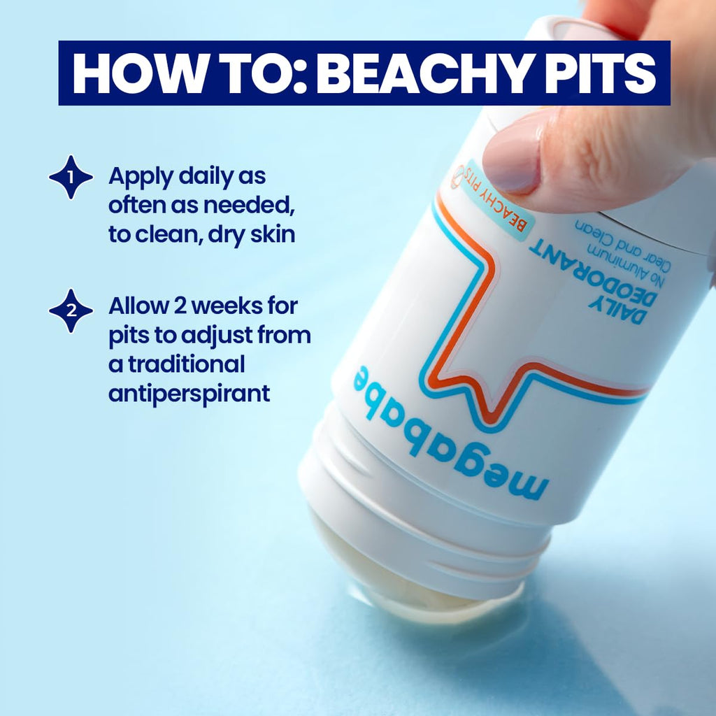 Megababe Beachy Pits Daily Deodorant – Fresh Scent, 2.6 oz Stick