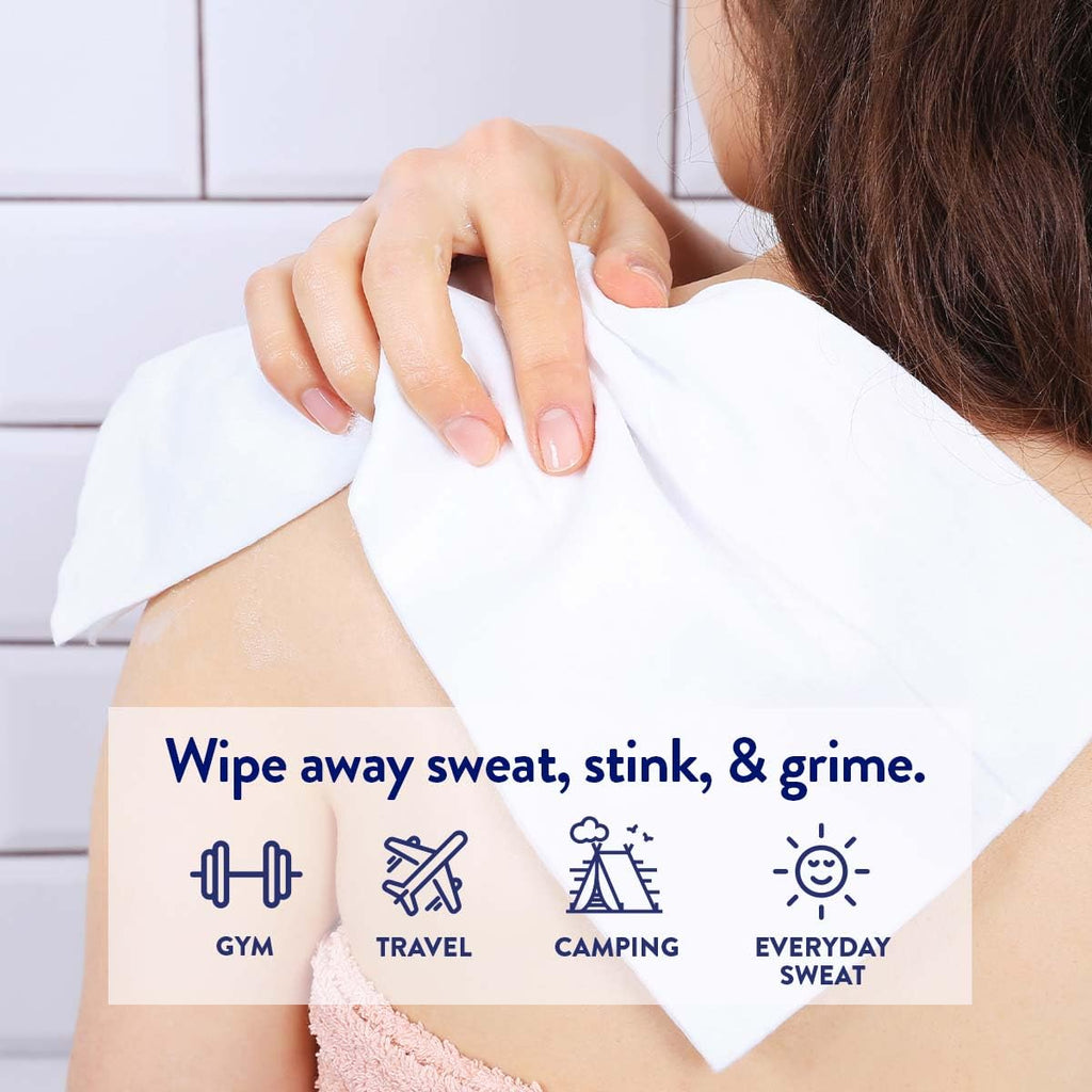 Megababe Cucumber Mint Shower Sheets – Individually Wrapped Body Cleansing Cloths (10 Wipes, Pack of 2)