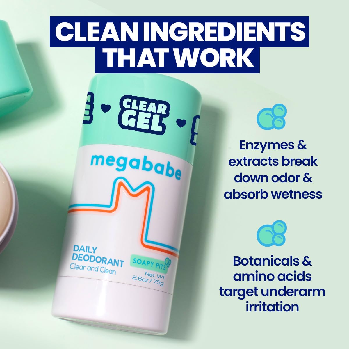 Megababe Daily Deodorant Soapy Pits – Aluminum-Free, Clear & Fresh