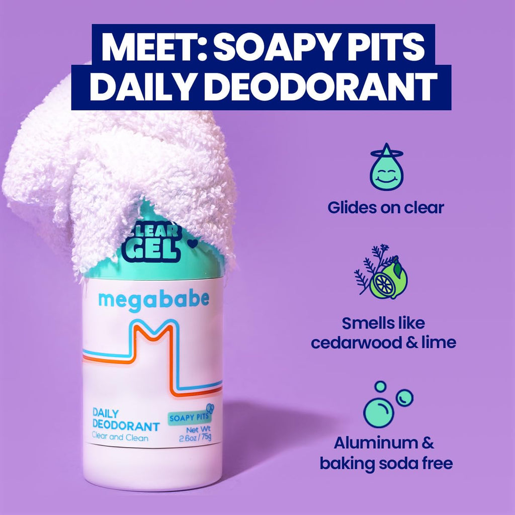 Megababe Daily Deodorant Soapy Pits – Aluminum-Free, Clear & Fresh