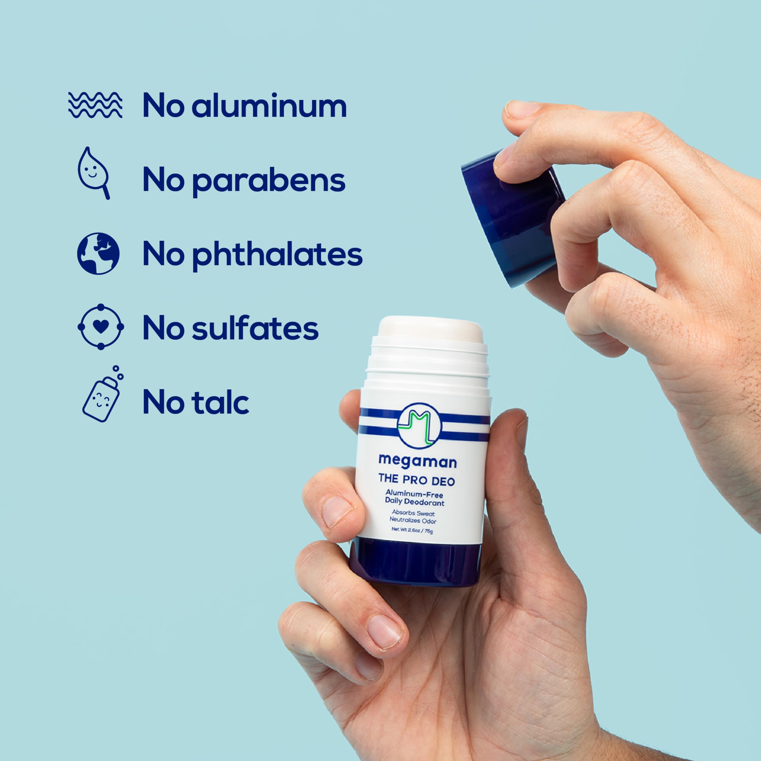 Megaman Pro Deo – Aluminum-Free Deodorant with Citrus Woods Scent – 2.6 oz | Megababe