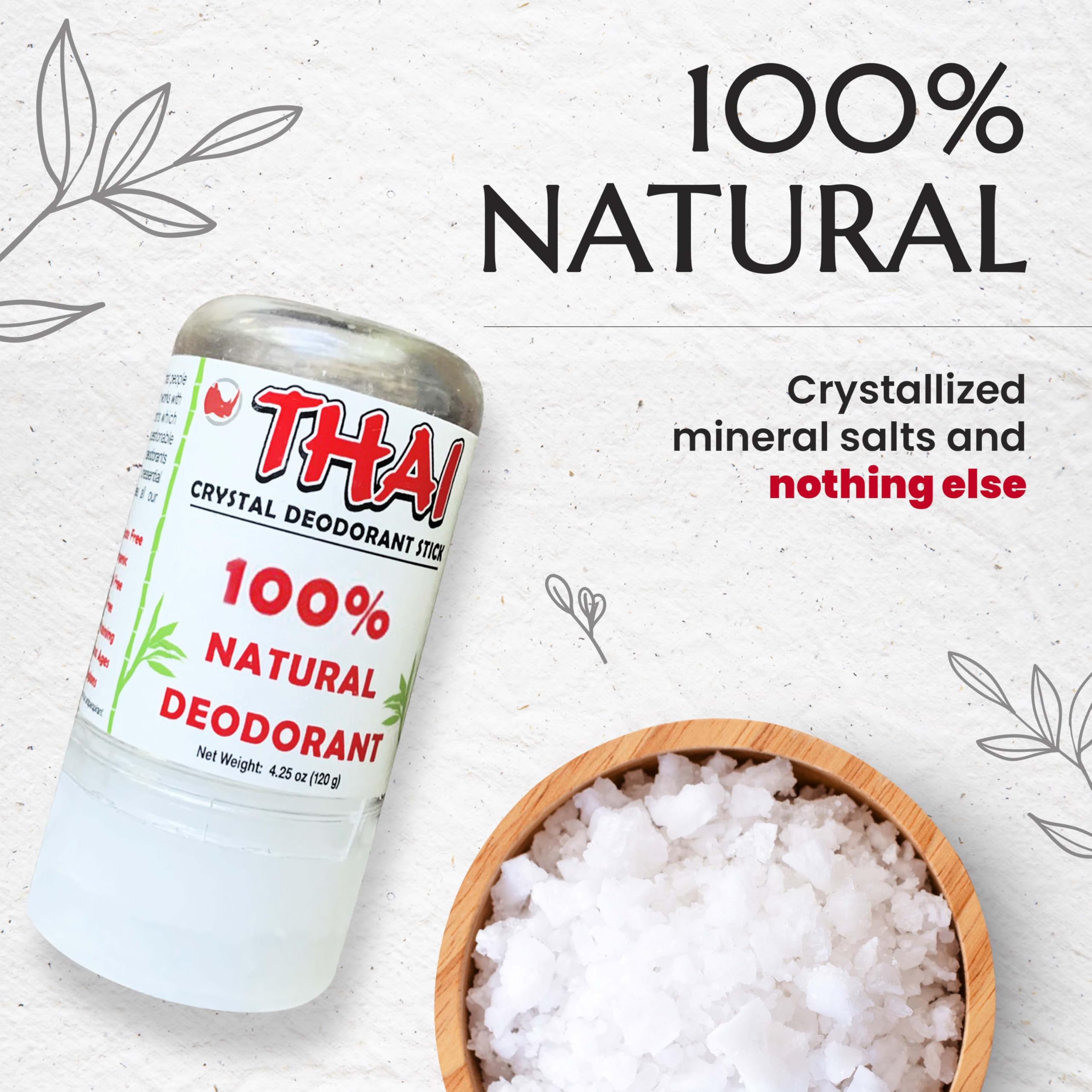 MegaRhino 2-Pack Thai Deodorant Stones – Clinically Tested, Dermatologist Approved, Natural Crystal Salt Odor Protection