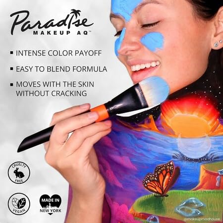Mehron Paradise Makeup AQ Pro Size Yellow – Water-Activated Face & Body Paint, 1.4 oz
