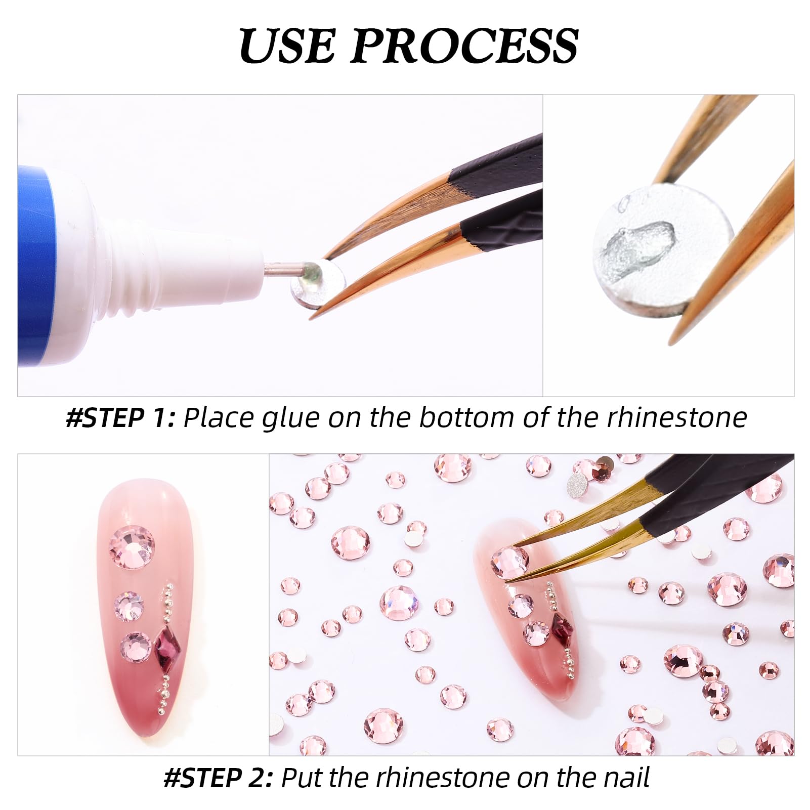 MEIBITE Pink Flatback Rhinestones – 2880 SS16 Glass Crystals (3.8-4.0mm) for Nails & Crafts