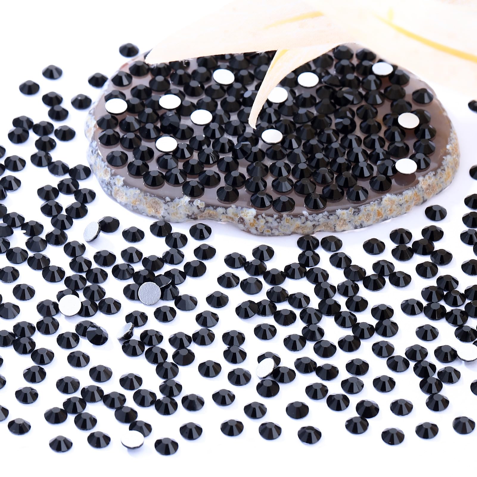 Meibite Black Flatback Glass Rhinestones SS34 – 576pcs, 7.1–7.3mm for Nail Art & Crafts