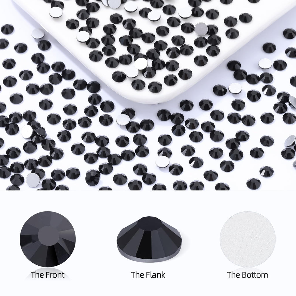 Meibite Black Flatback Glass Rhinestones SS34 – 576pcs, 7.1–7.3mm for Nail Art & Crafts