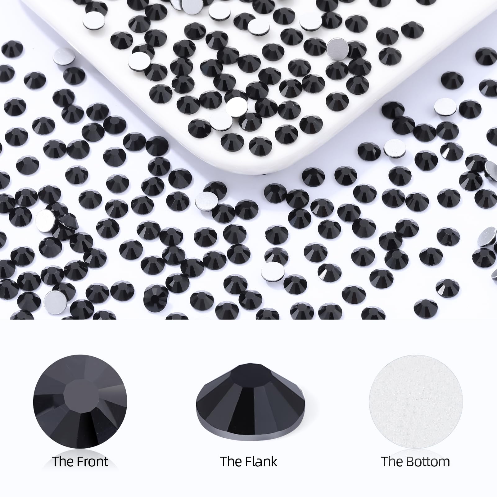 Meibite Black Flatback Glass Rhinestones SS34 – 576pcs, 7.1–7.3mm for Nail Art & Crafts