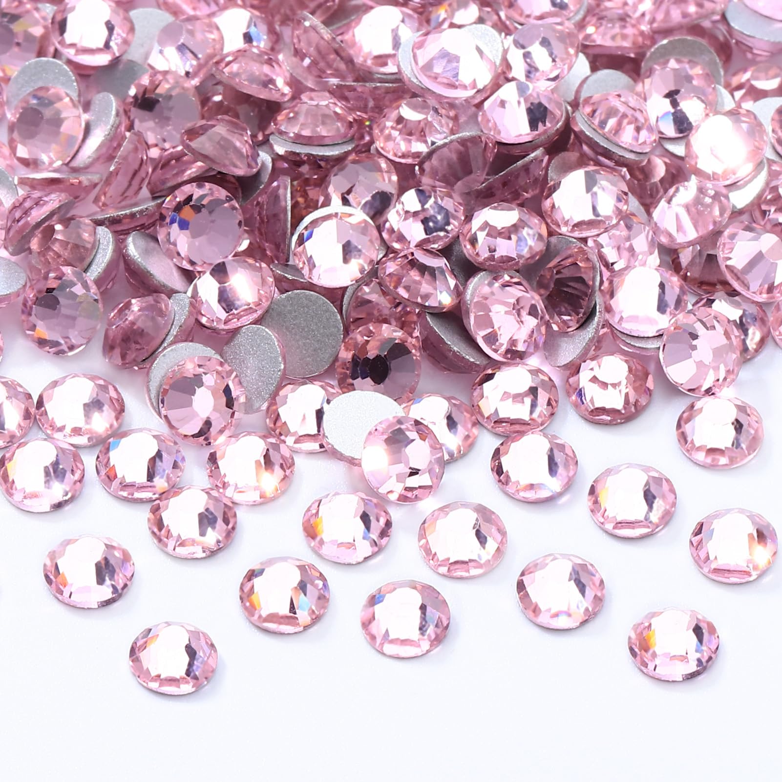 MEIBITE Pink Flatback Rhinestones – 2880 SS16 Glass Crystals (3.8-4.0mm) for Nails & Crafts