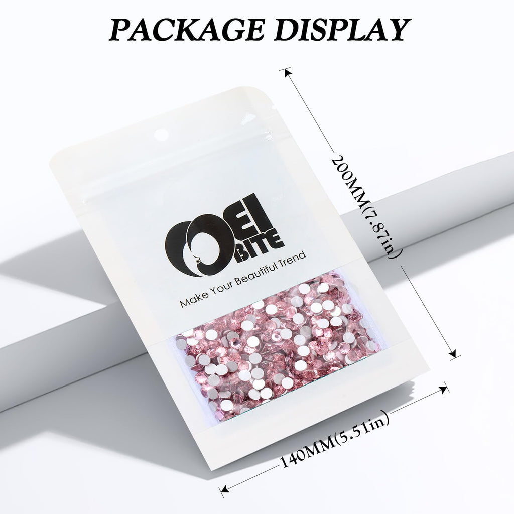 MEIBITE Pink Flatback Rhinestones – 2880 SS16 Glass Crystals (3.8-4.0mm) for Nails & Crafts