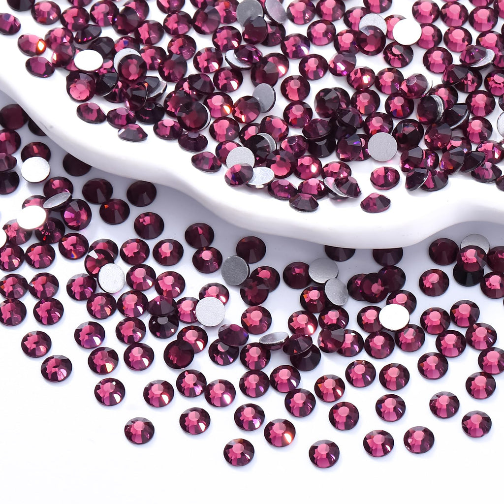 Meibite Purple Flatback Rhinestones – 1,440 Glass Gems for Nails & Crafts, SS6 1.9–2.0 mm