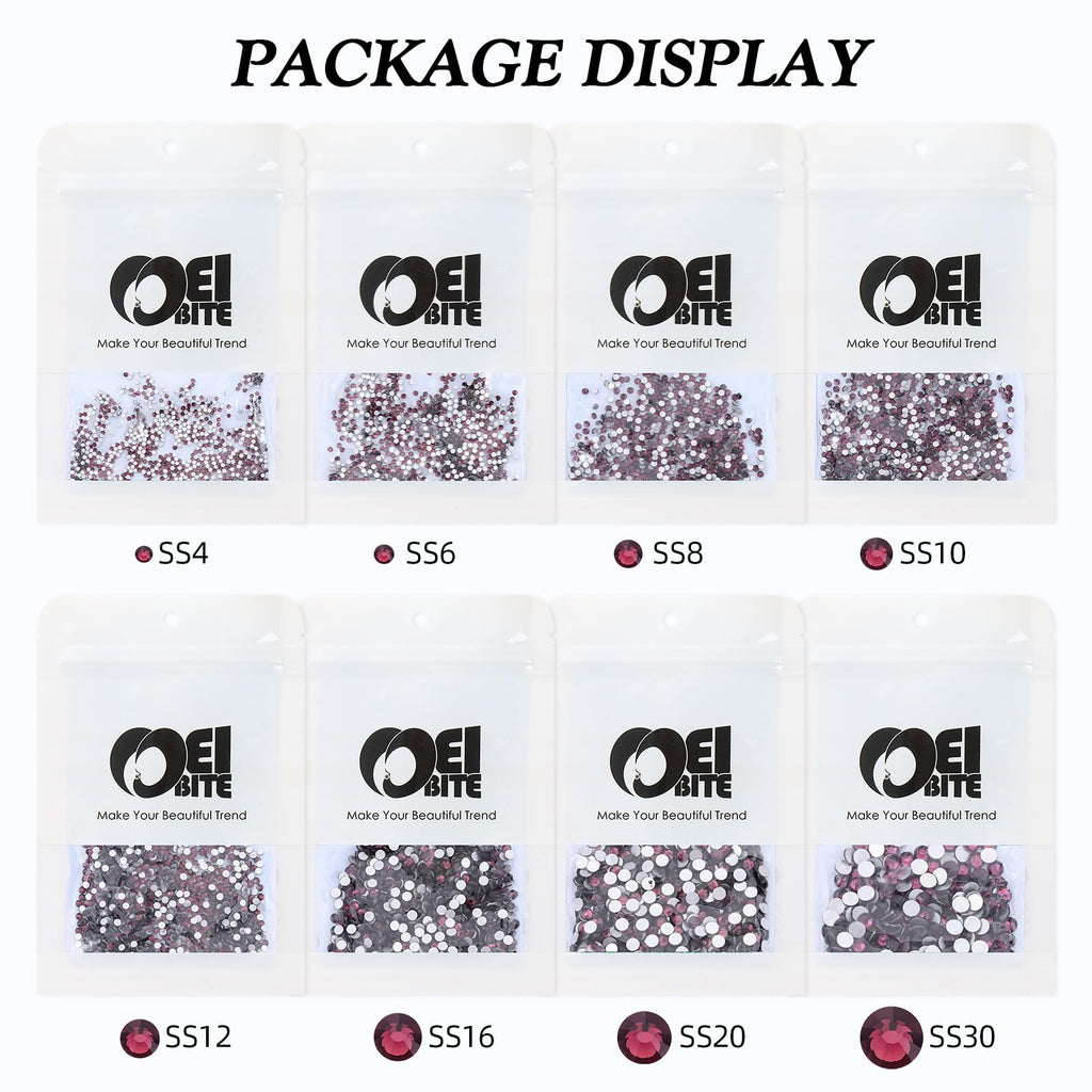 Meibite Purple Flatback Rhinestones – 1,440 Glass Gems for Nails & Crafts, SS6 1.9–2.0 mm