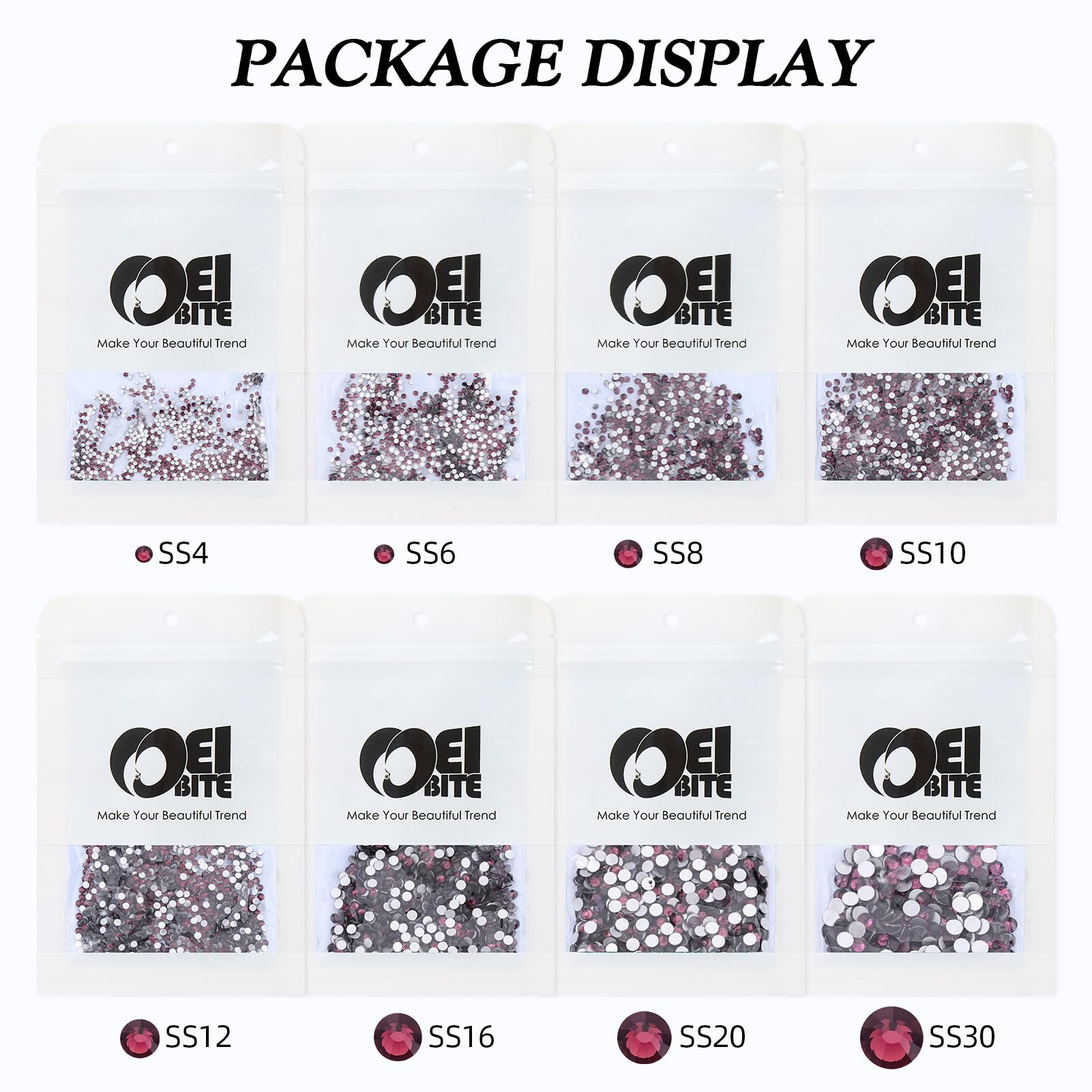 Meibite Purple Flatback Rhinestones – 1,440 Glass Gems for Nails & Crafts, SS6 1.9–2.0 mm