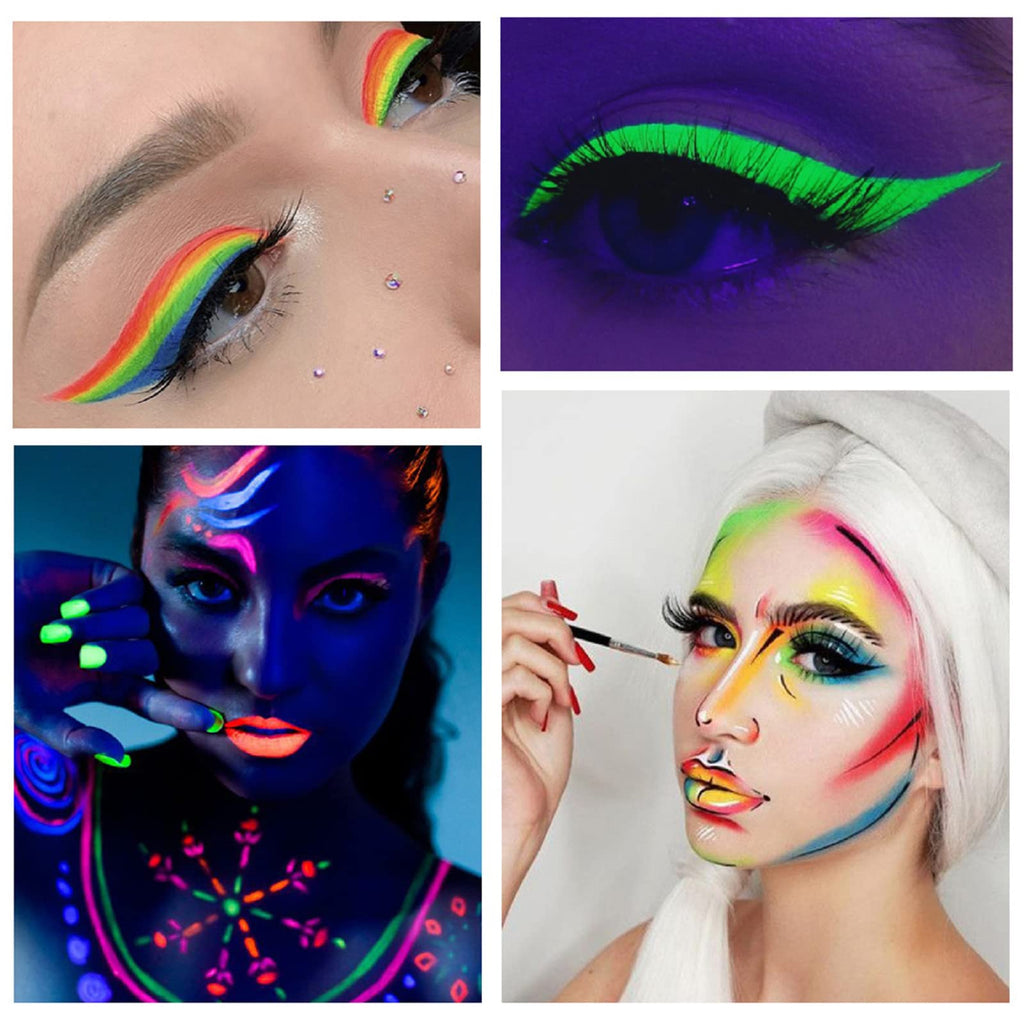 MEICOLY Water Activated Eye Liner – 14 Neon Colors, 7-Cake Duo, UV Glow