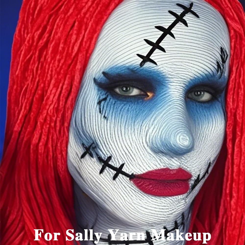 MEICOLY Sally Makeup Kit - Professional Sally Costume Makeup with Face Paint, Lipstick, Eyeliner & Setting Powder