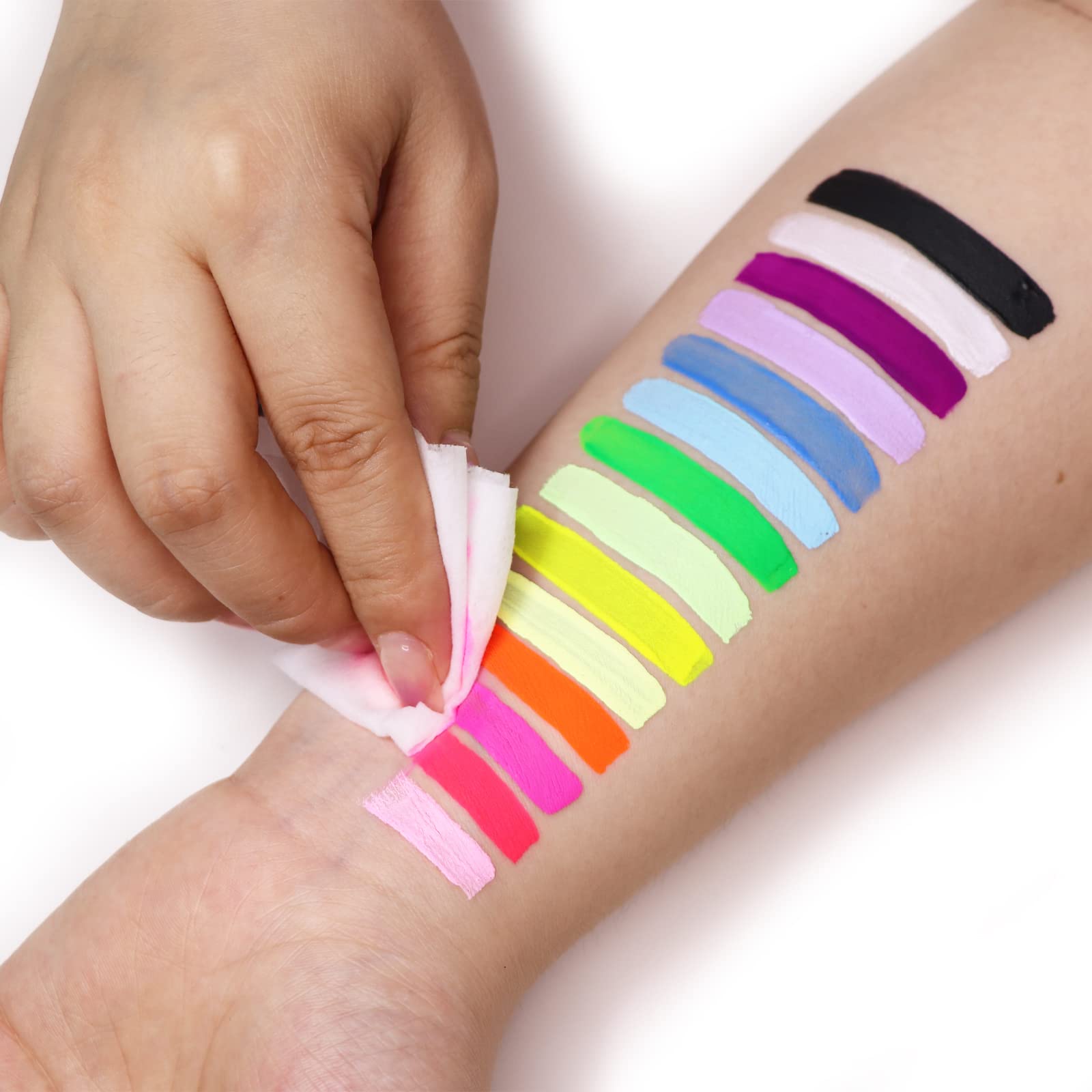 MEICOLY Water Activated Eye Liner – 14 Neon Colors, 7-Cake Duo, UV Glow