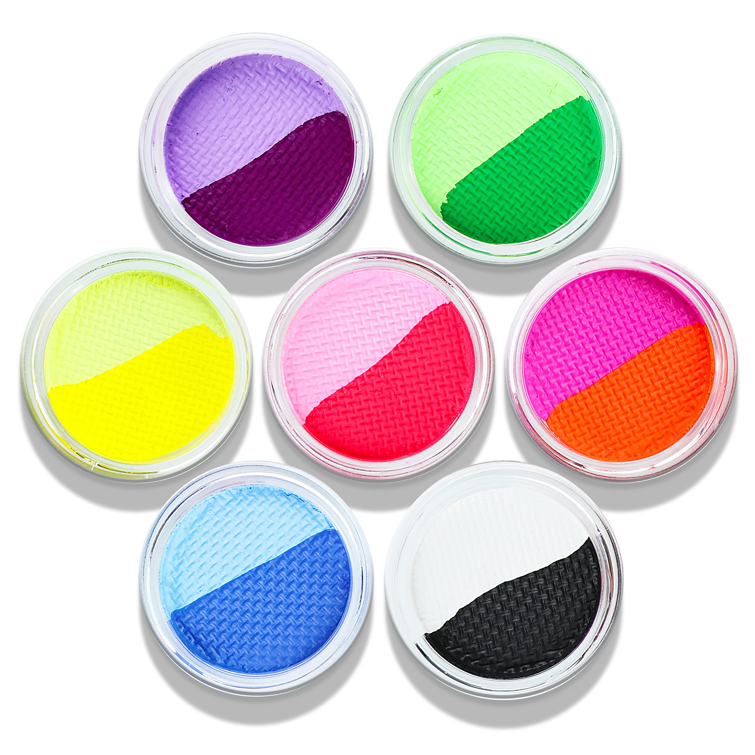 MEICOLY Water Activated Eye Liner – 14 Neon Colors, 7-Cake Duo, UV Glow