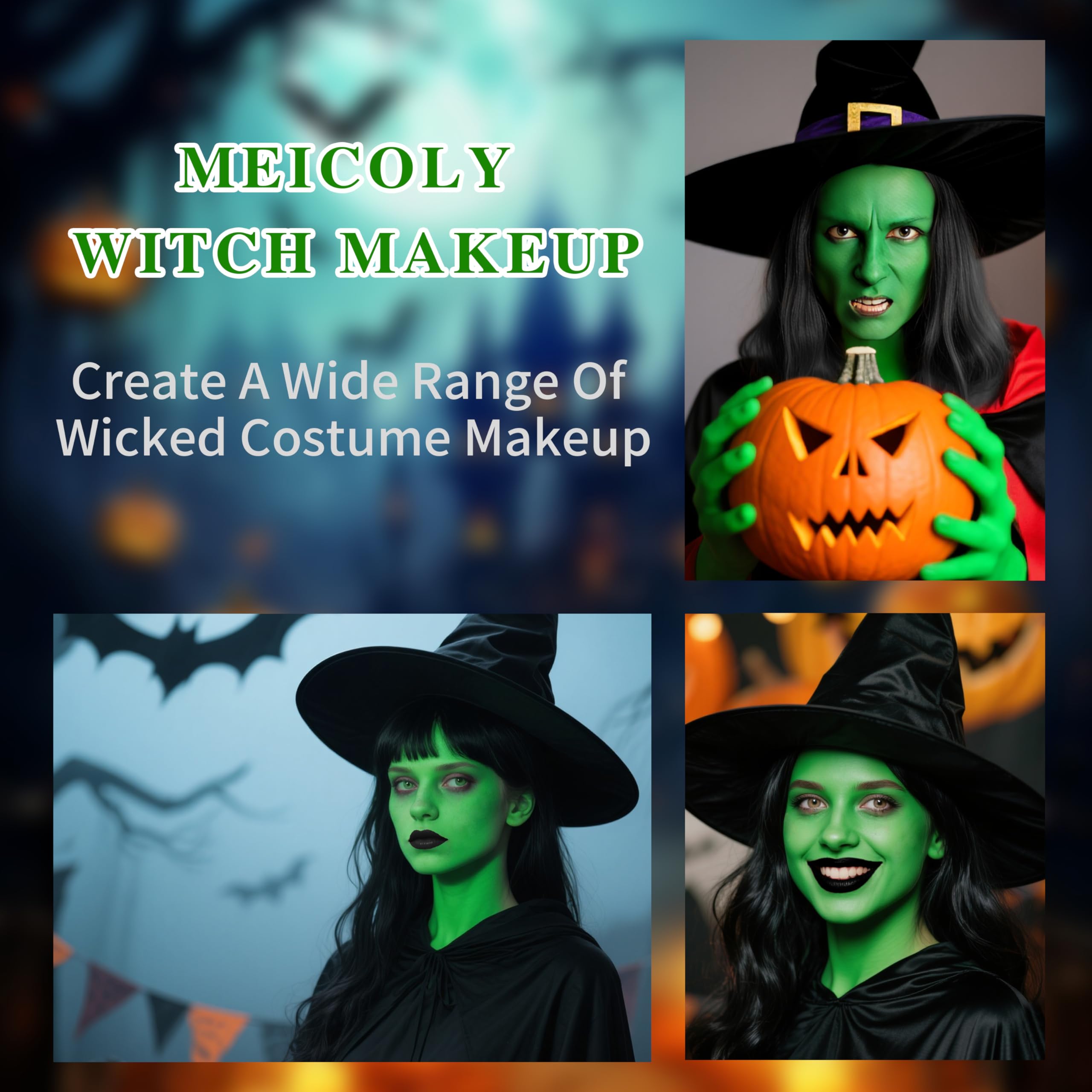 MEICOLY Green Witch Makeup Kit | SFX Halloween Set for Elphaba & Frankenstein