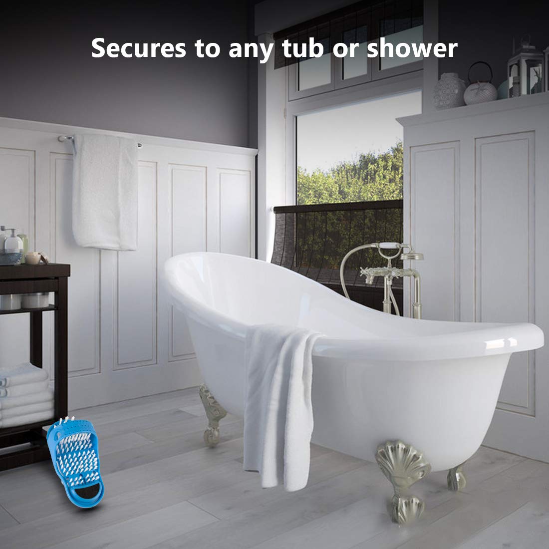 meidong Shower Foot Scrubber – Feet Cleaner with Dead Skin Remover File & Suction Cups