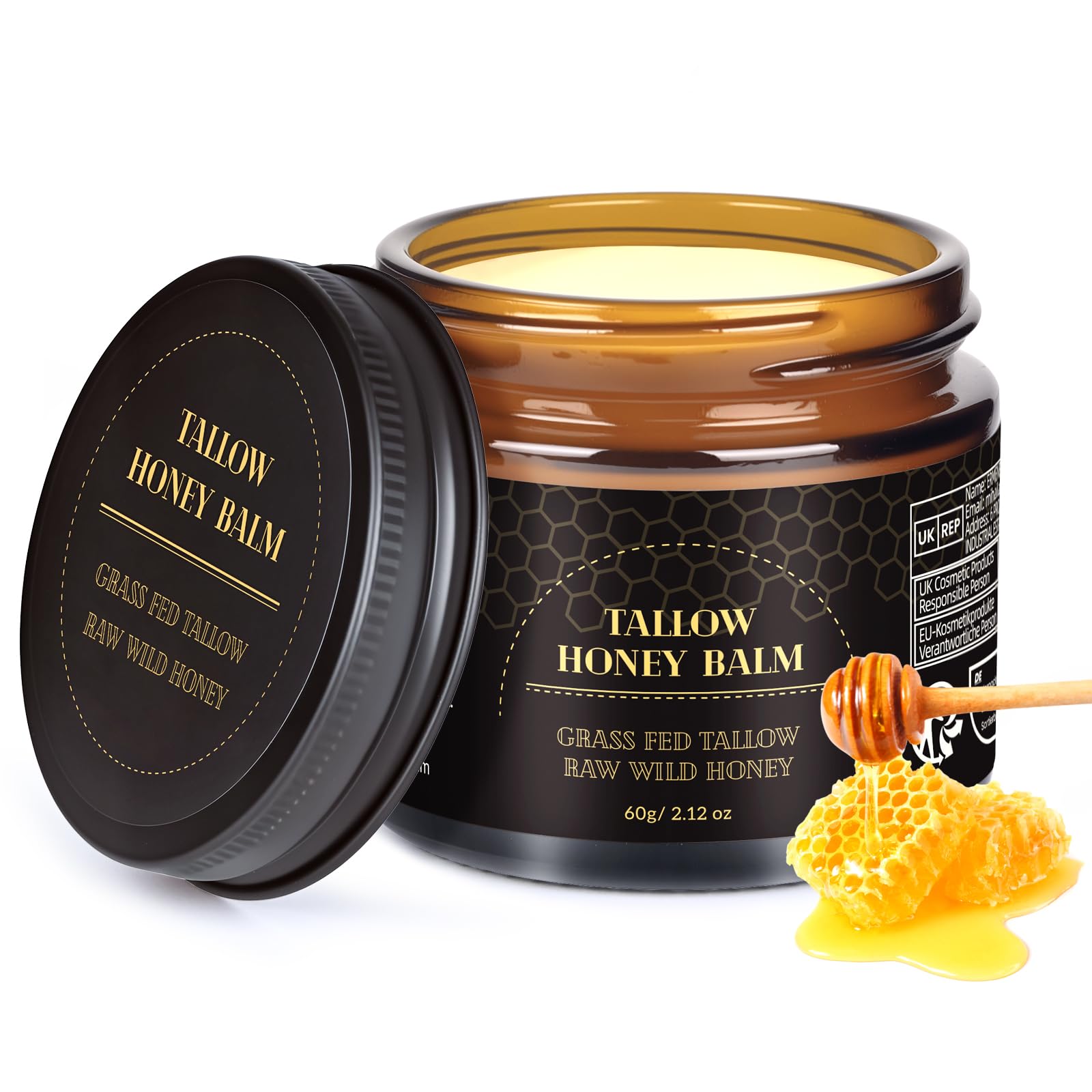 Meidu Beef Tallow Balm – Organic Grass-Fed Tallow & Raw Honey, Face & Body Moisturizer (60g)