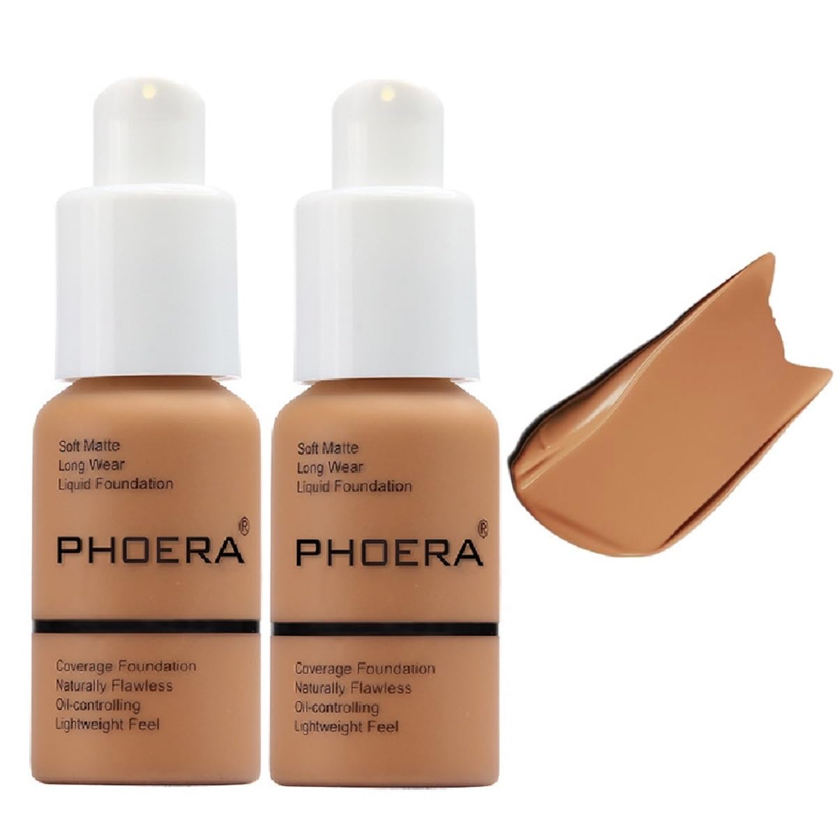 Meifen 2Pack PHOERA Foundation – Full Coverage Matte Foundation, Oil-Control (Shade 108 Tan)