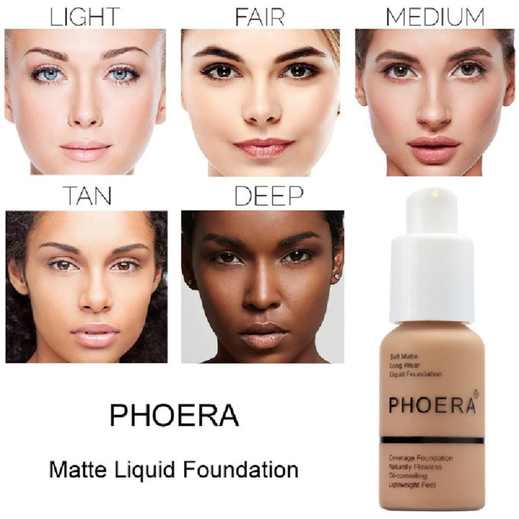 Meifen 2Pack PHOERA Foundation – Full Coverage Matte Foundation, Oil-Control (Shade 108 Tan)