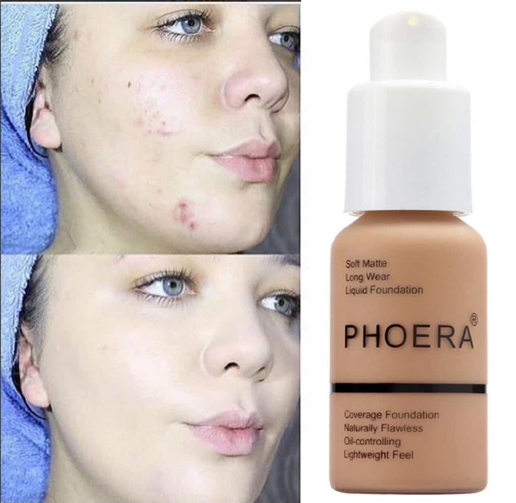 Meifen PHOERA Foundation 2-Pack 105 Sand & 106 Warm Sun – Flawless Soft Matte, 24HR Oil Control