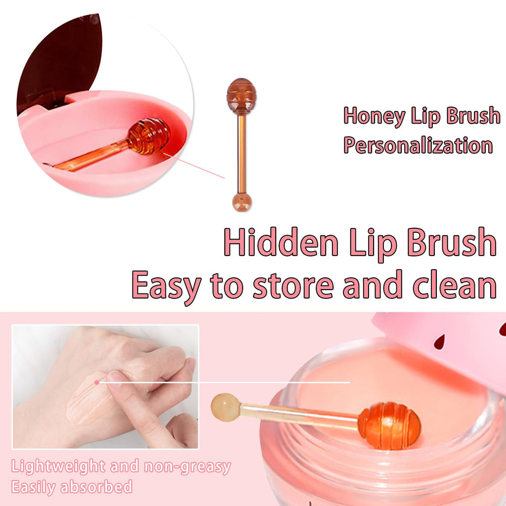 Meilury 3 Pcs Bee Lip Balm Honey Pot – Overnight Lip Mask Set (Honey, Strawberry, Watermelon)