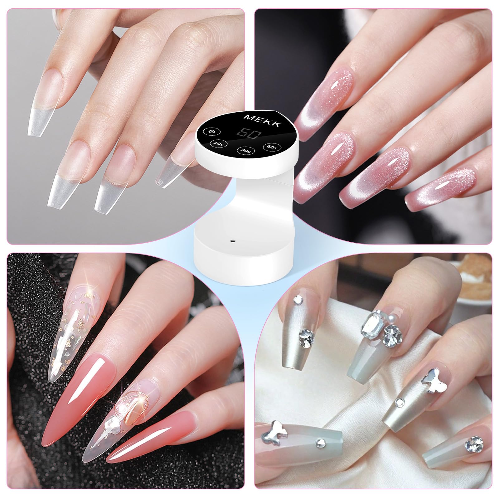 MEKK Mini UV Nail Lamp – Peach Shape, 16W, Auto-Sensor, 8 Beads, 4 Timers