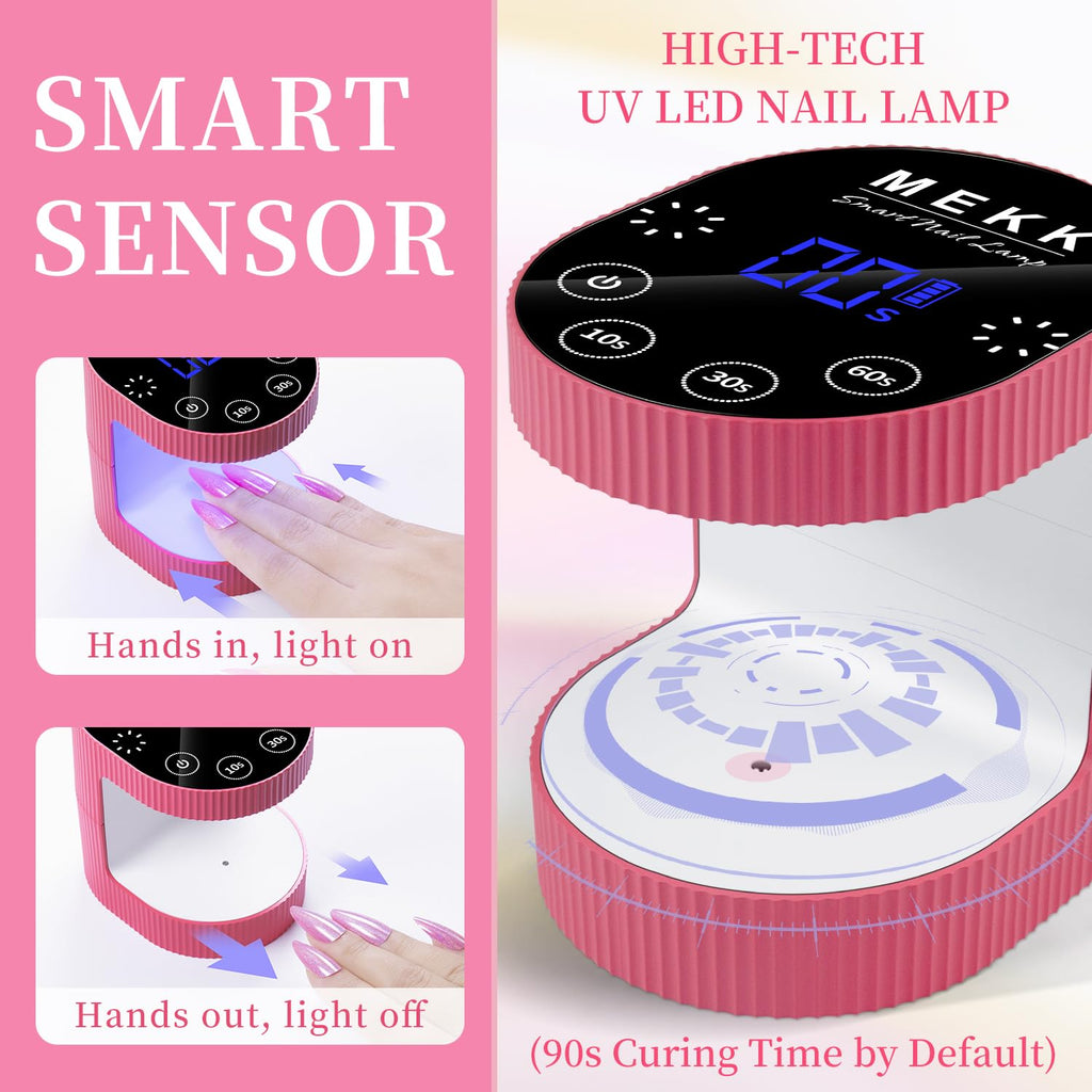MEKK Cordless Mini UV Light for Gel Nails – 24W, Travel-Ready Rose Pink