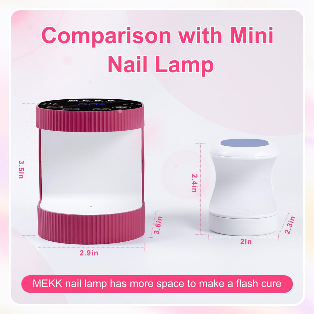 MEKK Cordless Mini UV Light for Gel Nails – 24W, Travel-Ready Rose Pink