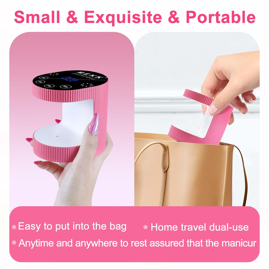 MEKK Cordless Mini UV Light for Gel Nails – 24W, Travel-Ready Rose Pink