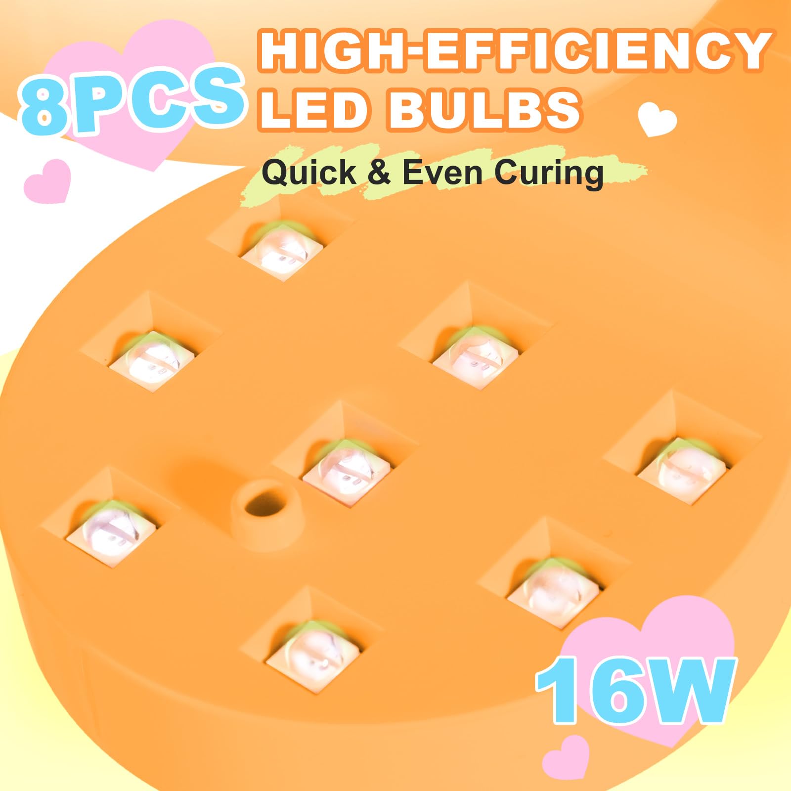 MEKK Mini UV Light for Nails – Peach-Shaped Travel Nail Lamp with Auto-Sensor, 8 Beads, 4 Timers