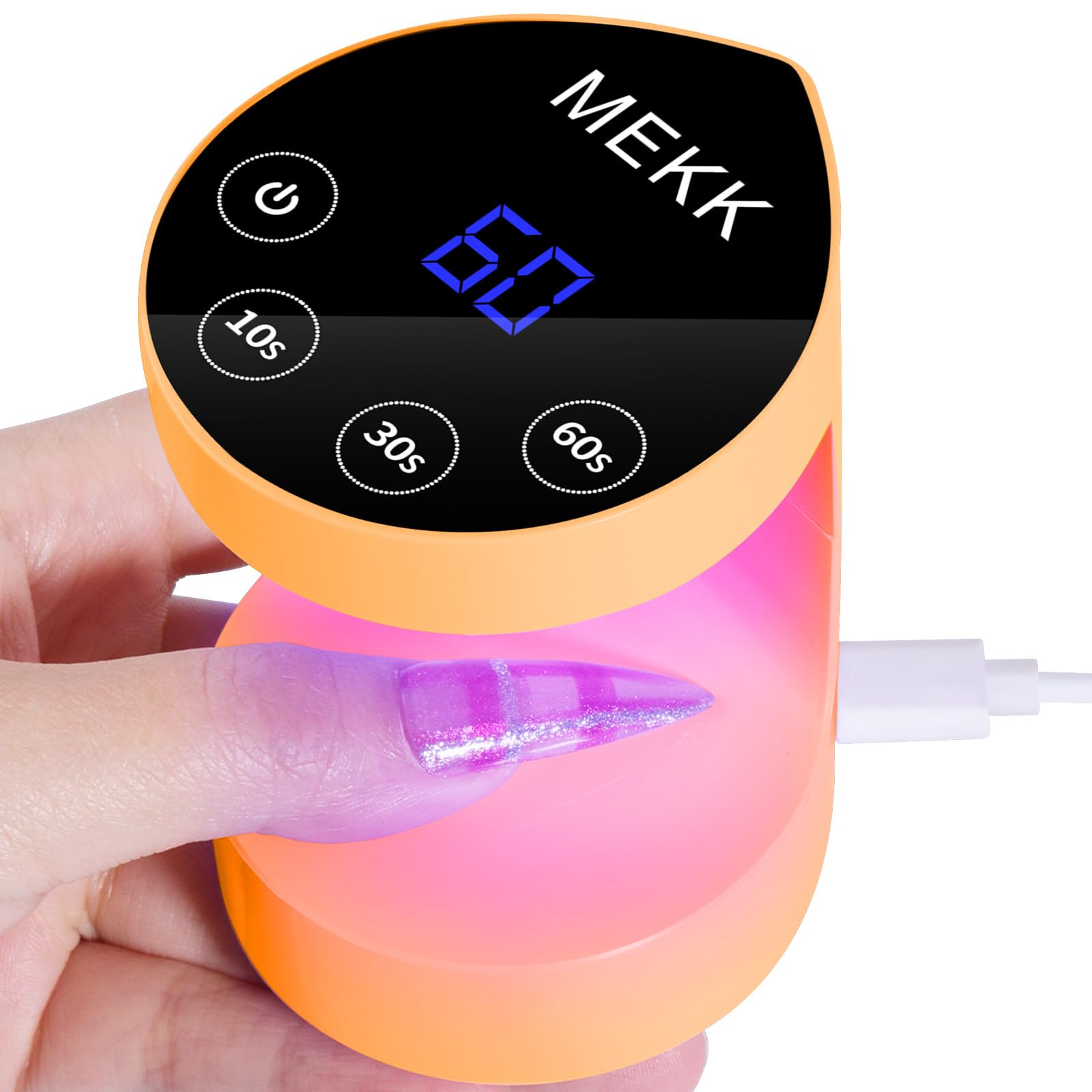 MEKK Mini UV Light for Nails – Peach-Shaped Travel Nail Lamp with Auto-Sensor, 8 Beads, 4 Timers
