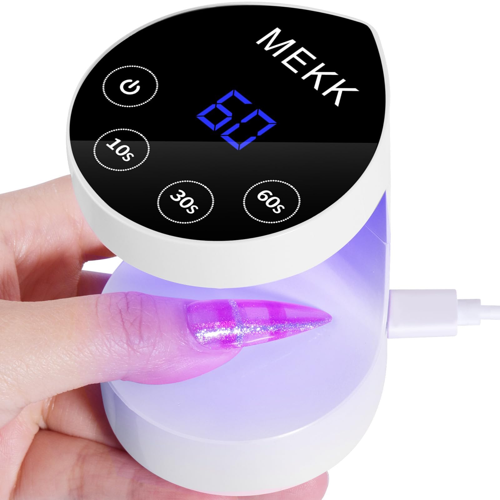 MEKK Mini UV Light for Nails – Peach Shape, Auto-Sensor, 8 Beads, 4 Timers, Travel-Ready