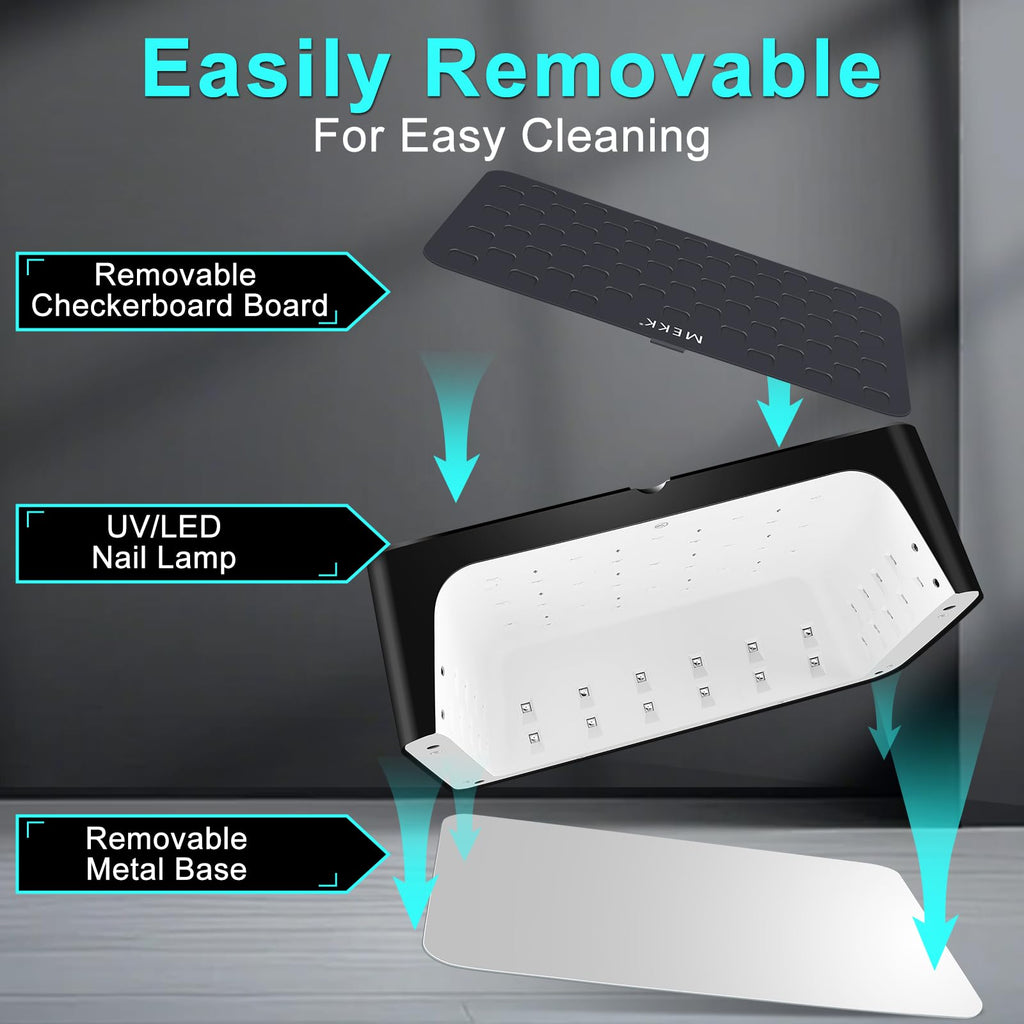 MEKK Professional UV LED Nail Lamp – Cordless 48W, Two-Hand Design, Red Light Skincare, 4+2 Timer Modes