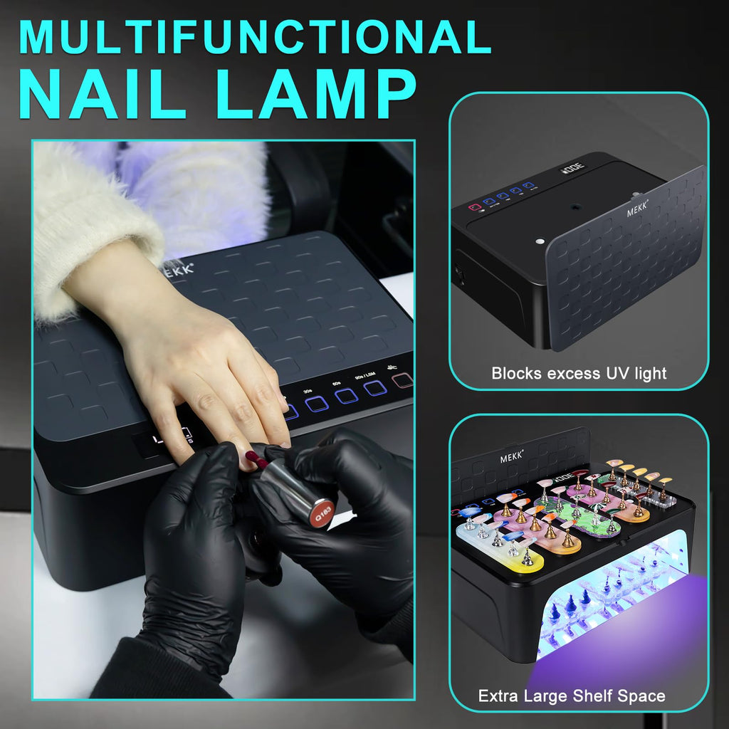 MEKK Professional UV LED Nail Lamp – Cordless 48W, Two-Hand Design, Red Light Skincare, 4+2 Timer Modes